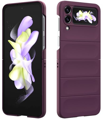 Custodia Compatibile con Samsung Galaxy Z Flip 4/W23 Flip, Silicone Custodia per Tutto il Corpo, Copertura Antiurto con Fotocamera Protettivo, Cover Rigido al Tatto - Viola Scuro