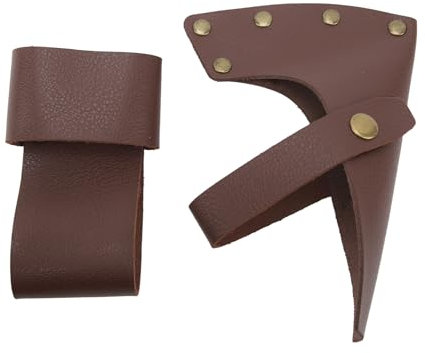 Axe Sheath PU Leather Metal Lightweight Portable Axe Head and Handle Protector Cover for Camping Outdoor Work Essentials Brown
