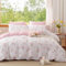Lanqinglv Bettwäsche 220x240 Rosa Schleifen Blumen Wende Bettwäsche Set Herzen Schmetterling Muster,Aesthetic Bettwäsche mit Reißverschluss und 2 Kissenbezug 80x80 cm