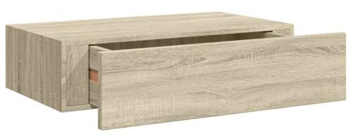 XHNIFBN Étagère Murale avec Tiroir en MDF et Métal 40x23,5x10 cm, Tablette Flottante Design Chêne, Console Suspendue pour Entrée Salon ou Chambre, Rangement Compact pour Clés et Bijoux