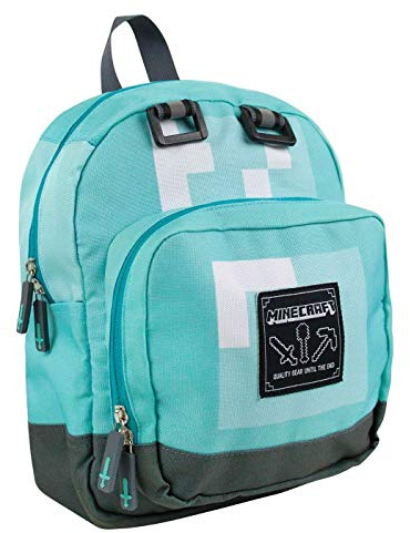 Minecraft Unisex Kids Backpack Set | Rucksack Options Creeper TNT Zombie Skeleton Enderman Sprites Villains | Zip-Up & Hook Closure | Gamer Back to School Essentials Merch