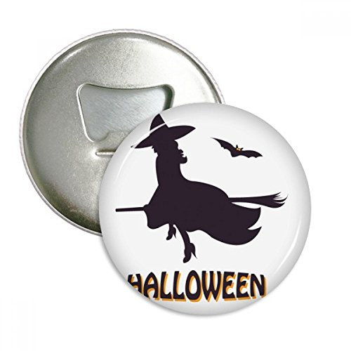 DIYthinker Witches Ride Broomsticks Bat Halloween Round Bottle Opener Refrigerator Magnet Pins Badge Button Gift 3pcs