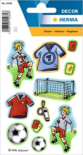 HERMA 15082 Aufkleber Fussball klein groß, 33 Stück, Sport Sticker mit Fußball Motiv, Kinder Etiketten für Fotoalbum Tagebuch Poesiealbum Scrapbooking Geburtstag Dekoration Briefe DIY Basteln