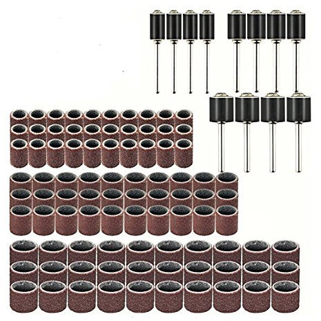 102 STÜCKE Schleifhülsen Schleifwalzen Set, 90 x Schleifband & 12 x Schleifwalze, Bohrmaschine Schleifaufsatz für Holz, Metall, Geeignet
