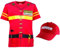 Kinder Feuerwehr Uniform T-Shirt + Cap 2 er Set rot Gr. 92 bis 146 (92/98)