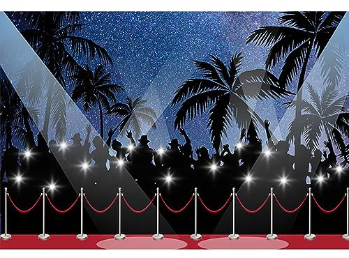 YongFoto 3x2m Vinyl Foto Hintergrund Hollywood Bühnenhintergrund Scheinwerfer Sternenklare Nacht Fotografie Hintergrund Kinder Party Fotostudio Hintergründe Requisiten 10ft