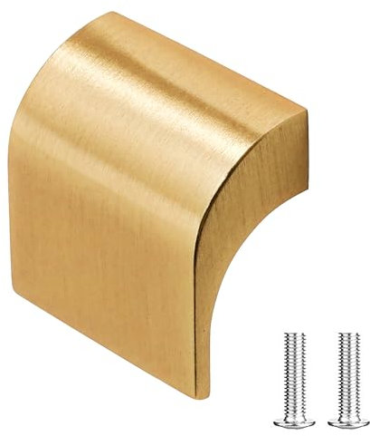 Decoranddecor Amory Curved Square Knob Pull Handle for Cupboard Cabinet - Zinc 32mm Hole Centre (Gold, 1 Pack)