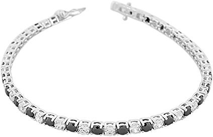 Gold Gala Tennis Armband 925 Sterling Silber Zirkonia für Herren Damen Schwarz und Weiß