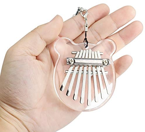 Alnicov 8 Tasten Kalimba Daumen Klavier, Super MiNi Transparent Acryl Finger Piano mit Lanyard Geeignet für Anfänger in Geburtstag Weihnachten und andere Gelegenheiten (Bärenohrform)