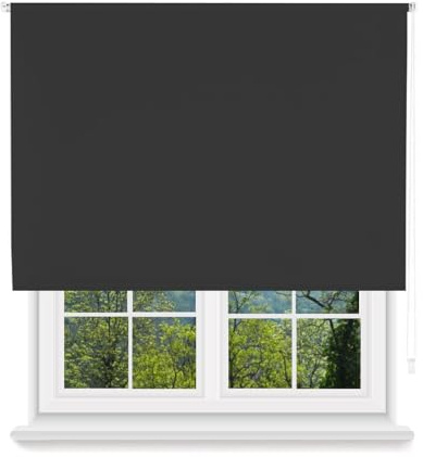 MERCURY TEXTIL- Estor Enrollable Opaco, Blackout (Negro, 135x180cm) | Fácil de Instalar, Protección de Pantalla para Ventanas, Cierra el Paso de la luz