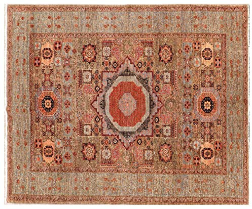RUG PRINCE Afghan Ziegler Mamluk Teppich 200x300 Handgeknüpft Braun Geometrisch Orient
