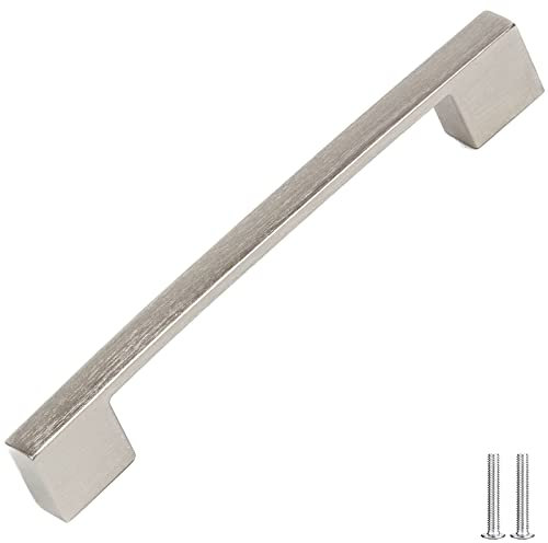 Decoranddecor Dimora D-Shape Cupboard Handles | Rectangular Kitchen Handles for Cupboards | Cabinet Pulls - 96mm Or 128mm, Satin Nickel