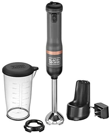 BLACK+DECKER Kitchen Wand Cordless Immersion Blender, Hand Blender with Charging Dock, Grey (BCKM1011K01)