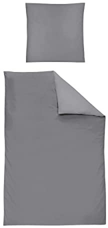 Irisette Mako-Satin Uni Bettwäsche Set Uni Paris 8000 Grafit 240 x 220 cm + 2 x Kissenbezug 80 x 80 cm