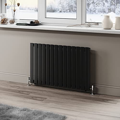 ELEGANT 600 x 952 mm Black Horizontal Radiator Single Flat Panel Radiator Column Designer Modern Central Heating Rad for Bathroom/Kitchen/Living Room