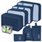 Sarsumir Koffer Organizer Set Packing Cubes, 8 Stück Reise Packwürfel Kofferorganizer Compression Packtaschen für Koffer mit Wasserdicht Schuhbeutel Kleidertaschen, Navy Blau