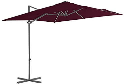 Parasol de jardin en porte à faux mât en acier rouge bordeaux