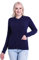 SMILING PINKER Women Crew Neck Cardigan Medium Weight Button UP Sweater Top with Pockets(Navy Blue,Large)