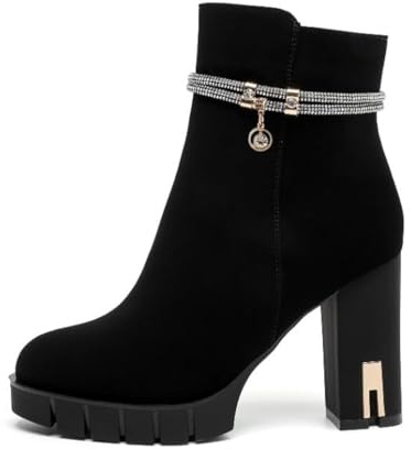 Queentina Stivaletti da donna con tacco alto, eleganti e alti, B2750 Nero, 38 EU