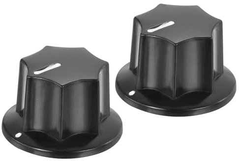 QUARKZMAN Potentiometer Knöpfe Bakelit 24x15mm Lautstärkeregler Knopf Kappe für Gitarre Bass, Lautstärkeregler, Audio 6mm Loch mit 2 Stück Set Schraube Schwarz 2PCS