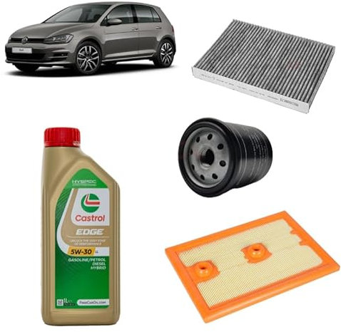 Kit tagliando 3 filtri + 4 L olio Edge 5W30 LL per Volkswagen Golf 7 VII 1.4 TSI