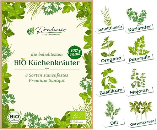 Set di semi di erbe aromatiche BIO, 8 semi delle più popolari erbe da cucina, semi BIO, per l'orto e il giardino di erbe da balcone