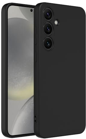 Captor Cover Custodia Colorata in Silicone Liquido per Samsung Galaxy S24 Plus, Alta Qualità con Bordo Rialzato per Schermo e Protezione Fotocamera Morbida Con Microfibra Interna (Nero)