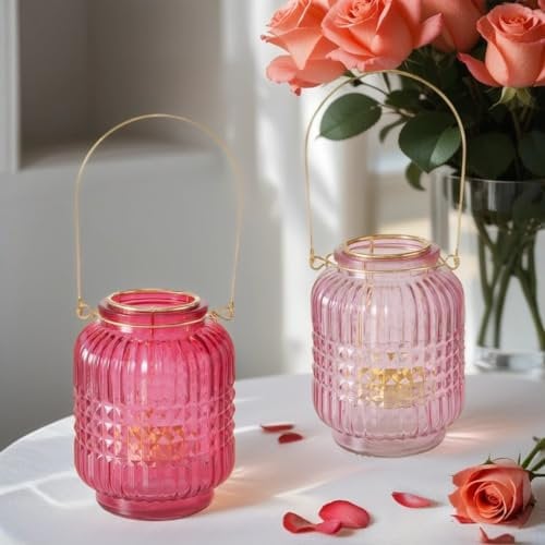 2er Set Vintage Teelichthalter aus Glas 13cm groß - Kerzenständer & Windlichter als Maritim Wohnzimmer Tisch Deko - Exquisite Teelichtgläser perfekte Kerzengläser für Ihre Teelichter