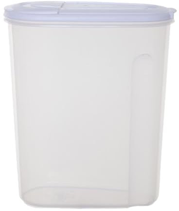 Concept4u Clear Cereal Dry Food Container with White Lid 3Liter Plastic Airtight Kitchen Storage Dispenser Ideal for Home, Kitchen, Pet Food, Cereals, Pantry Organisation