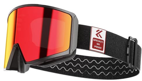KAPVOE Skibrille Snowboard Brille für Brillenträger Herren Damen Jugend Schneebrille OTG 100% UV-Schutz Ski Goggles mit Magnet-Wechselsystem Kompatibler Helm Anti Fog Ski brille für Skifahren Rot
