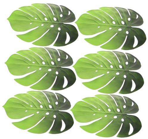 OKUMEYR 6pcs Dining Pot Holder Monsters Monstera Fake Vines with Fake Leaves for Bedroom Tropical Party Decorations Tree Outdoor Tables Palm Leaf Placemats Hawaiian Leaves Decor Eva Green