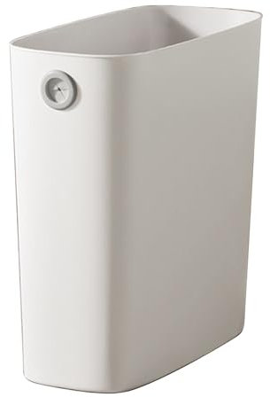 Hapivida Pequeña papelera rectangular de plástico fino para dormitorio, baño, oficina, cocina (blanco)