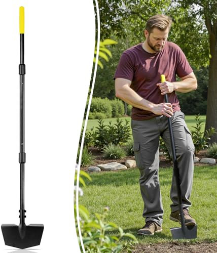 Colwelt Lawn Edging Tool EXTRA-TALL 133cm, Lawn Edger with V-Shape Tempered Blade, Half Moon Lawn Edger with XL Steel Handle, Grass Edger Garden Edging Tool for Garden Borders Yard Landscaping Edging