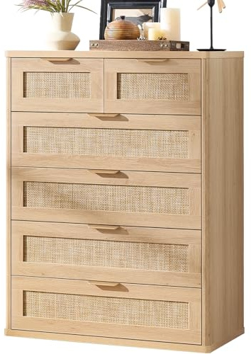 LEYAOYAO Rattan Dresser for Bedroom, 41 Tall Chest of Drawers