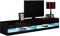 Mirjan24 Vigo New Meuble TV Bas, 180 cm, Meuble TV, Armoire Suspendue, Brillant (sans éclairage, Noir/Noir Brillant)