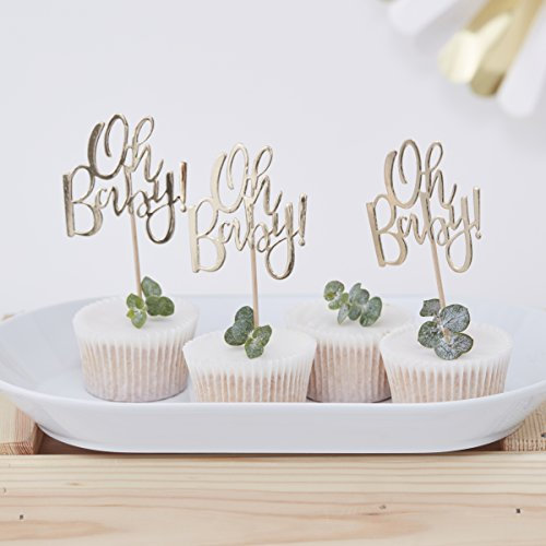 Ginger Ray Gold Foiled Oh Baby Shower 12 Stück
