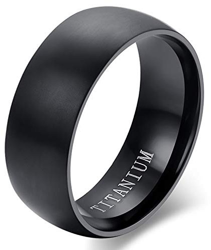 Cupimatch Titan Ring Herren Bandring Finger Ringe Glatt mit Laser Gravur ”I LOVE YOU” Ehering Verlobungsring Freundschaftsring Schwarz, Größe 74