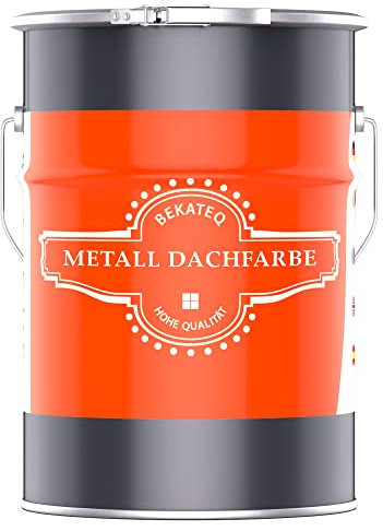 BEKATEQ Dachfarbe 3 in 1 Braun 2,5L in seidenglänzend, für Metalldach, Blechdach, Eternit - Blechdachfarbe & Sockelfarbe, Metallschutzlack, Dachbeschichtung LS-580