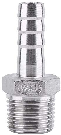 SS304 Stainless Steel Male Thread Pipe Fitting Adapter Barb Hose Connector BSP 1/8~3/4(1/2 x12mm)