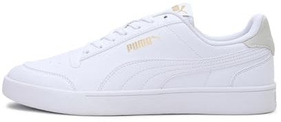 PUMA Unisex Puma Shuffle Sneaker, Puma White-Puma White-Puma Team Gold, 42.5 EU