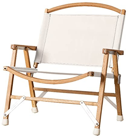 DUNAKE Holzstuhl Garten,Falten Camping Stuhl,Anglerstuhl Faltstuhl Campingstuhl Klappstuhl,Picknick, Strand, Backpacking, BBQ, Garten, Angeln,Größe: L61.5 * W53 * H40cm,bis 125kg (Color : White)