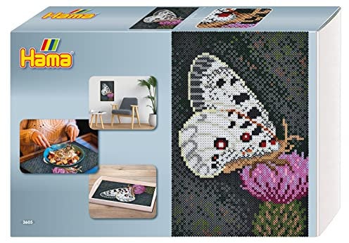 HAMA - Caja Pixel Art Papillon - 10.000 cuentas y 6 placas - Cuentas para planchar tamaño mediano - Ocio creativo
