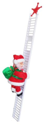 SHJOEE Elektrische Weihnachtsmann auf Leiter Kletternder Nikolaus Perfekt Nikolaus Weihnachtsmann Klettern Deko Weihnachten für Wände,Fenster,Garten,Weihnachtsbaum Indoor Outdoor