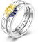Hapour Selestial Sun and Moon Ring-Set Sterlingsilber-Mondschmuck stapelbare himmlische Ringe Freundschafts-Versprechensring Geschenk für Sie Frauen und Mädchen Ringgröße 7