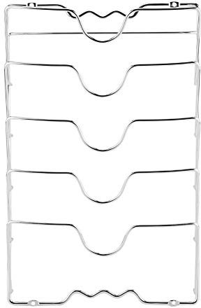 1 Pack Pot Lid Organizer Rack for Cabinet Door Wall, 5 Layer Wall Door Mounted Pot and Pan Lid Holder, Plating Metal, Silver