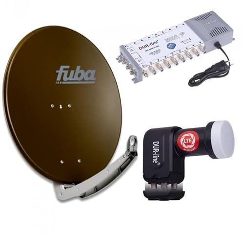 Sat Anlage 16 Teilnehmer | Komplettset - Fuba DAA 780 B Satellitenschüssel 80cm Alu braun + DUR-line Quattro LNB + DUR-line MS 5/16 G-HQ Sat Multischalter 16 Teilnehmer (DVB-S2, HDTV, UHD 4K/8K)