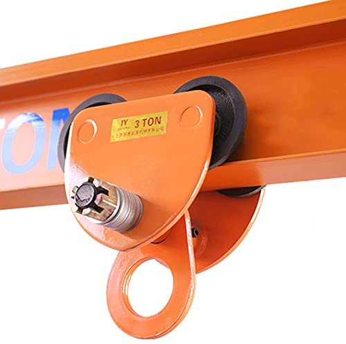 BASICM Heavy Duty Manual Trolley 0.5T~3T Load Capacity, Push/pull Biaxial Track Roller I-beam Manual Trolley, Adjustable Width Roller Trolley Crane Lift(Size:6600LBS,Color:A)
