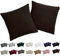 Soifox Kissenbezug 80x80 2er Set - Kopfkissenbezug 80 x 80 Braun 100% Mikrofaser bügelfrei & knitterfrei mit Reißverschluss