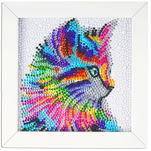 YUNISS Diamond Painting Kinder, 5D DIY Diamond Painting Set mit Holzrahmen, Diamond Painting Erwachsene, Tierbild Dekorative Gemälde (Katze)