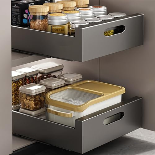 TWSOUL 2pcs Cajón Telescópico, Cajón de Cocina Extensible Desplegable Sin Necesidad de Taladrar Cajón Telescópico, Estantes de Almacenamiento Extensibles